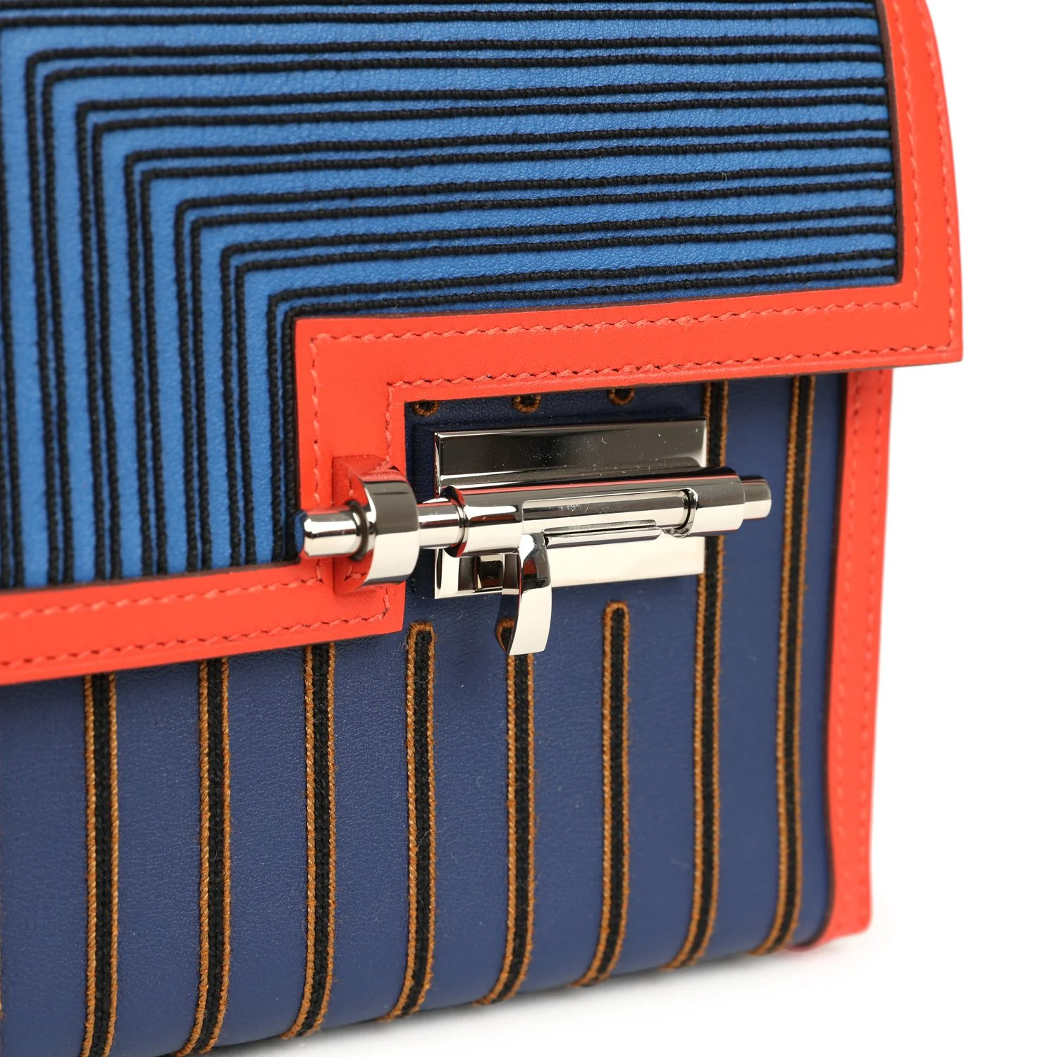 Hermes Mini Verrou 17 Capucine, Bleu Electric, Bleu Saphir Swift Palladium Hardware