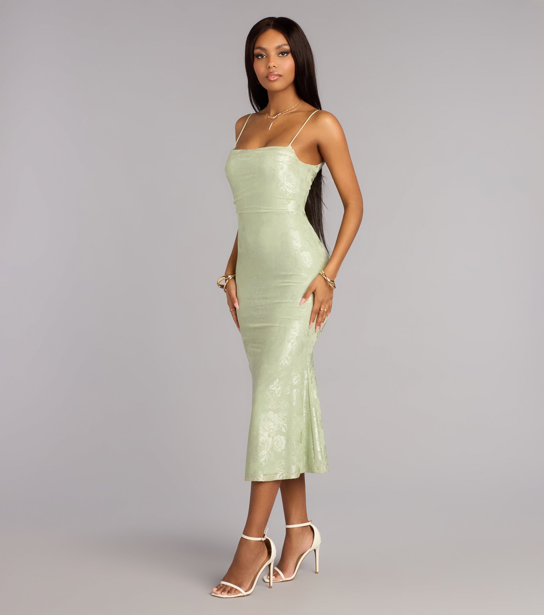 Chic Masterpiece Low Back Lace Midi Dress