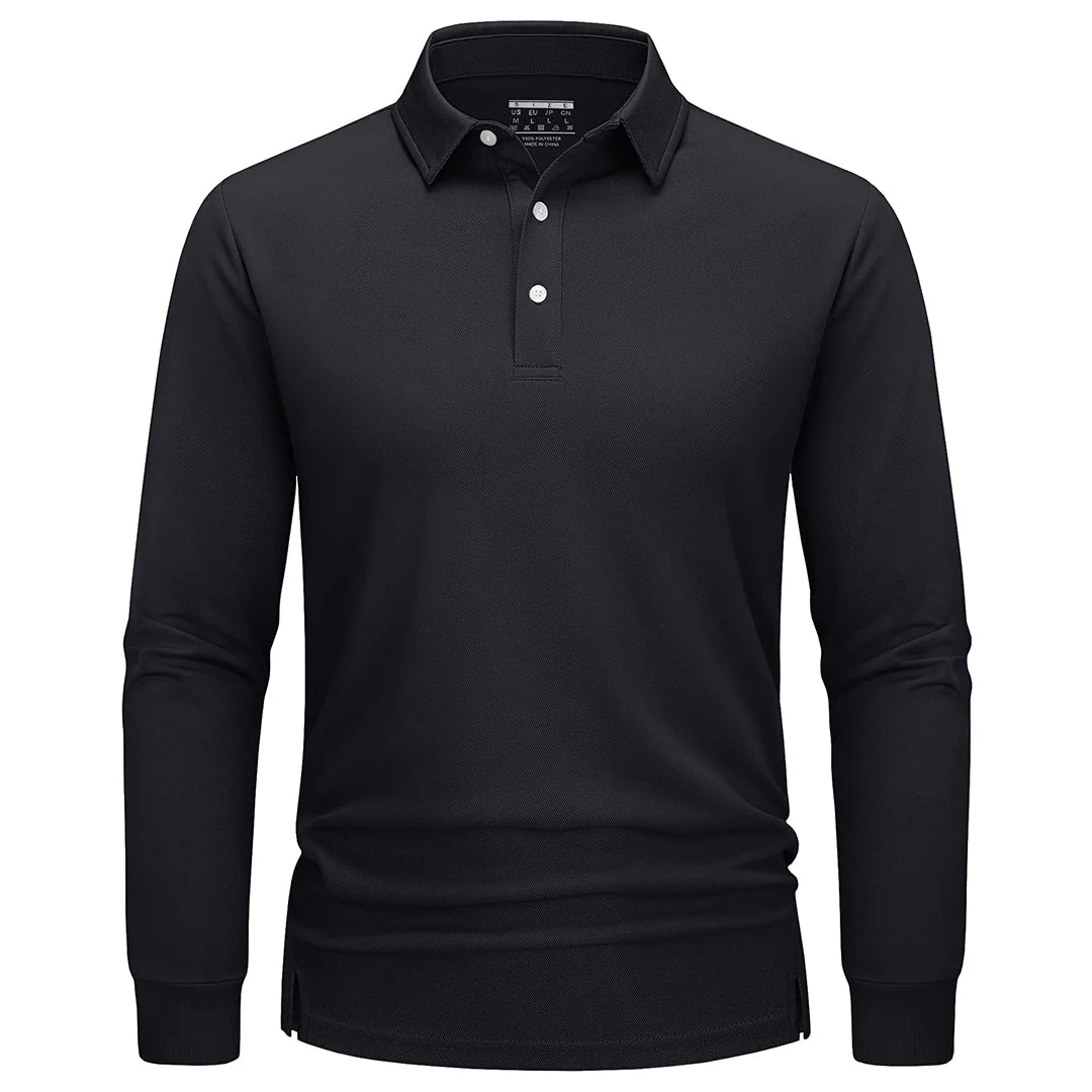 Men's Quick-Dry Long Sleeve Polo Shirt for Golf & Work