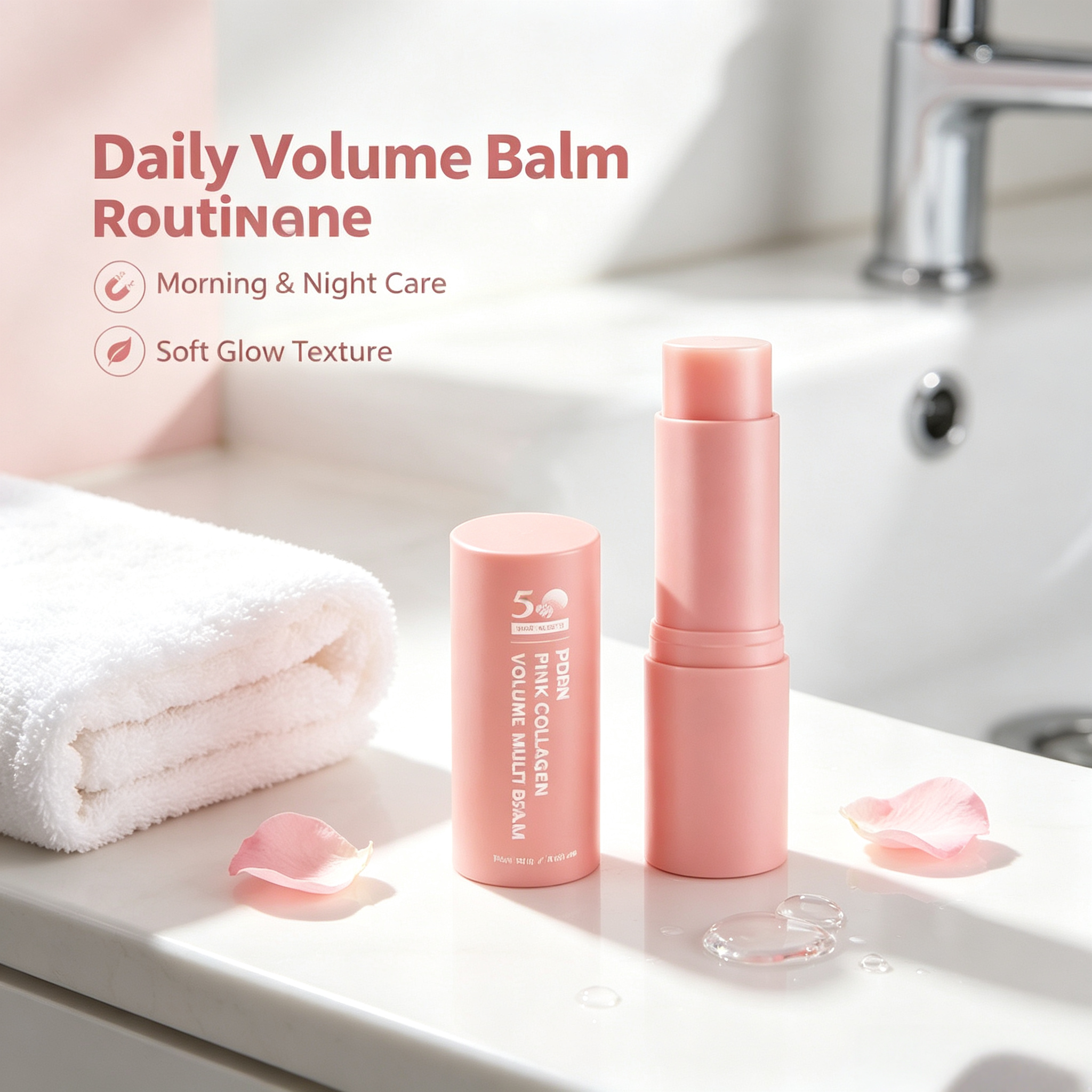 Refillable Magnetic PDRN Pink Collagen Multi Balm Portable Lifting Plumping Anti-Aging Volume Face Stick OEM Wholesale Skincare