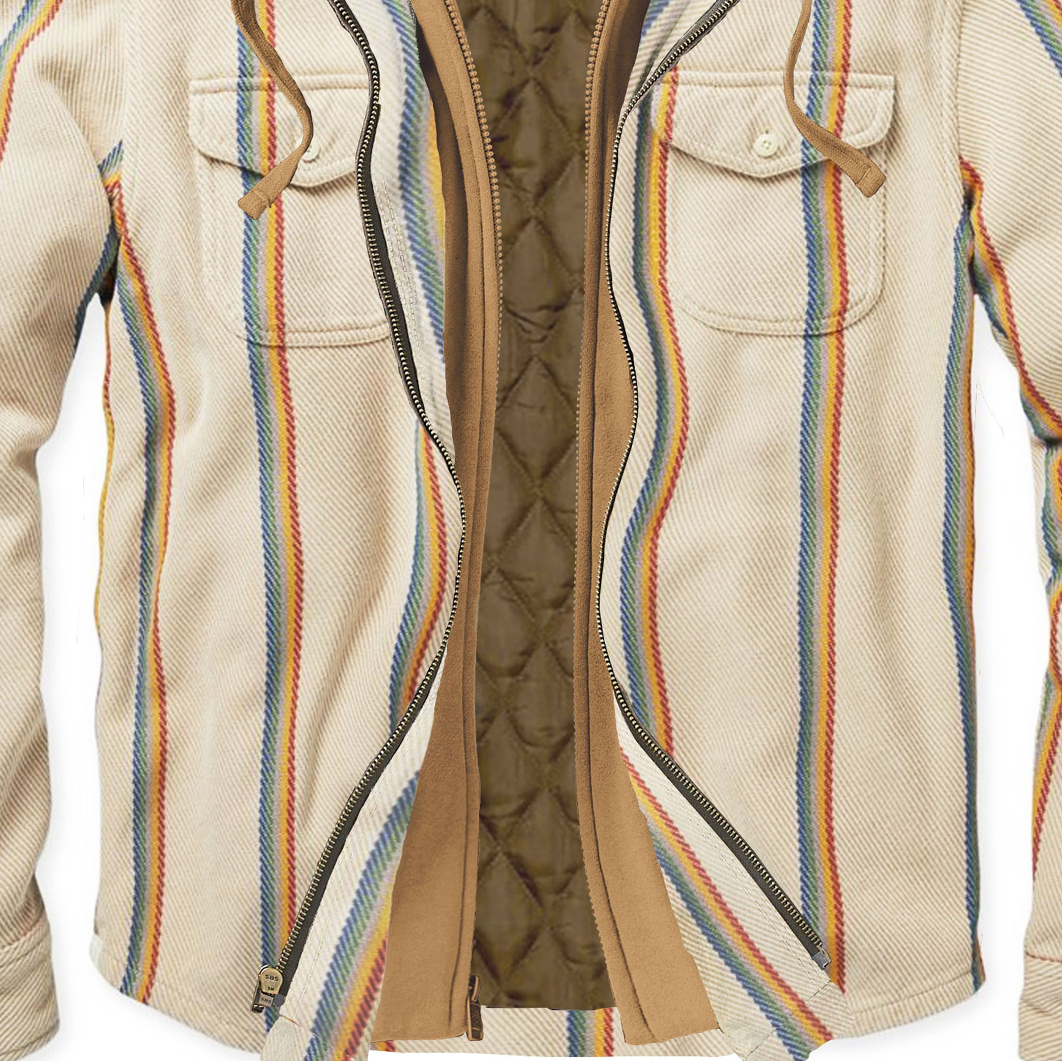 Men's Autumn & Winter Casual Vertical Pattern Hooded Fake Two Casual Jackets