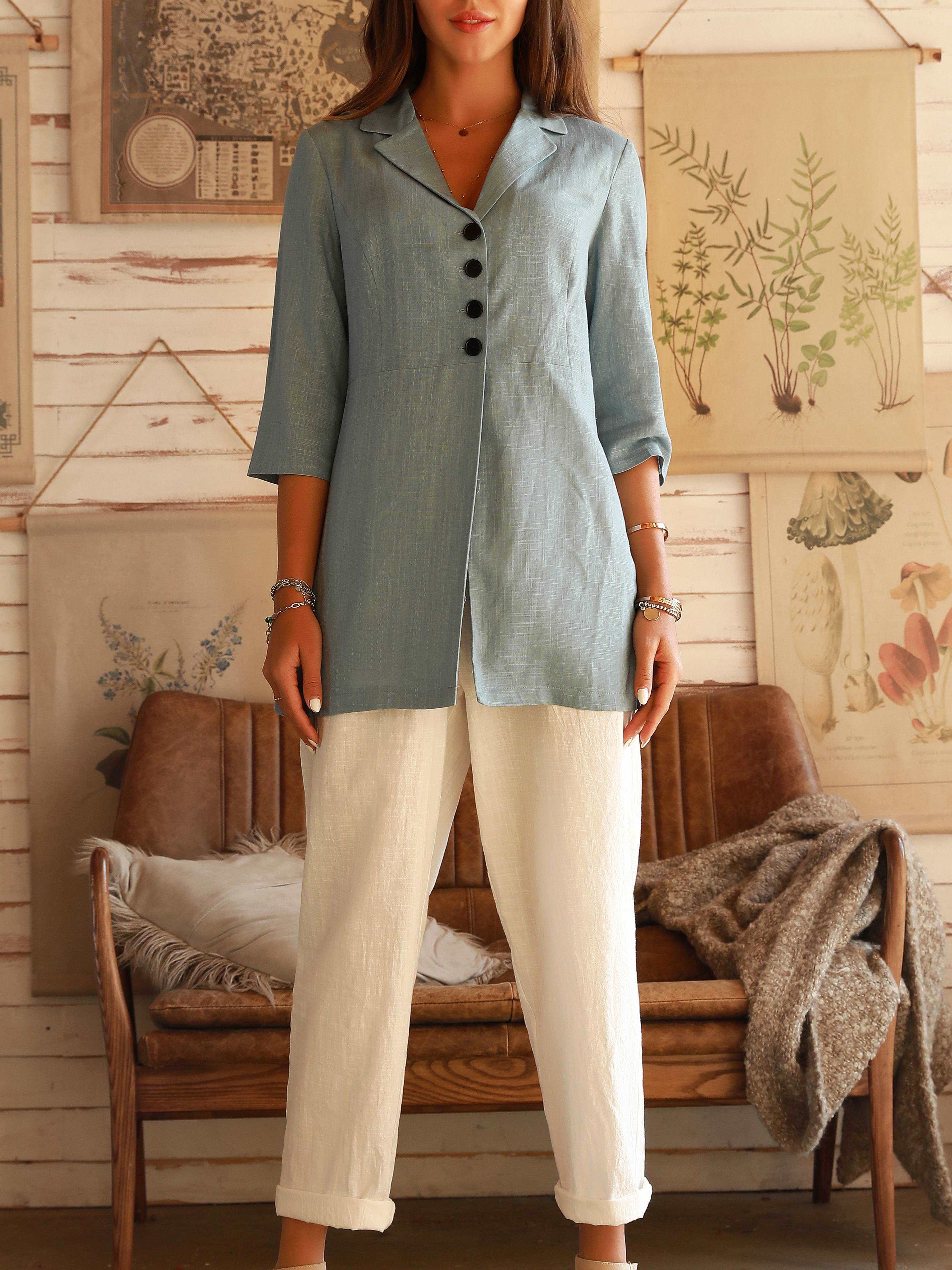 Sky Blue Casual Shift Shirts & Tops