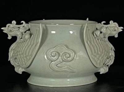 27CM Old Chinese Ru Kiln Brush Washer w/phoenix N902