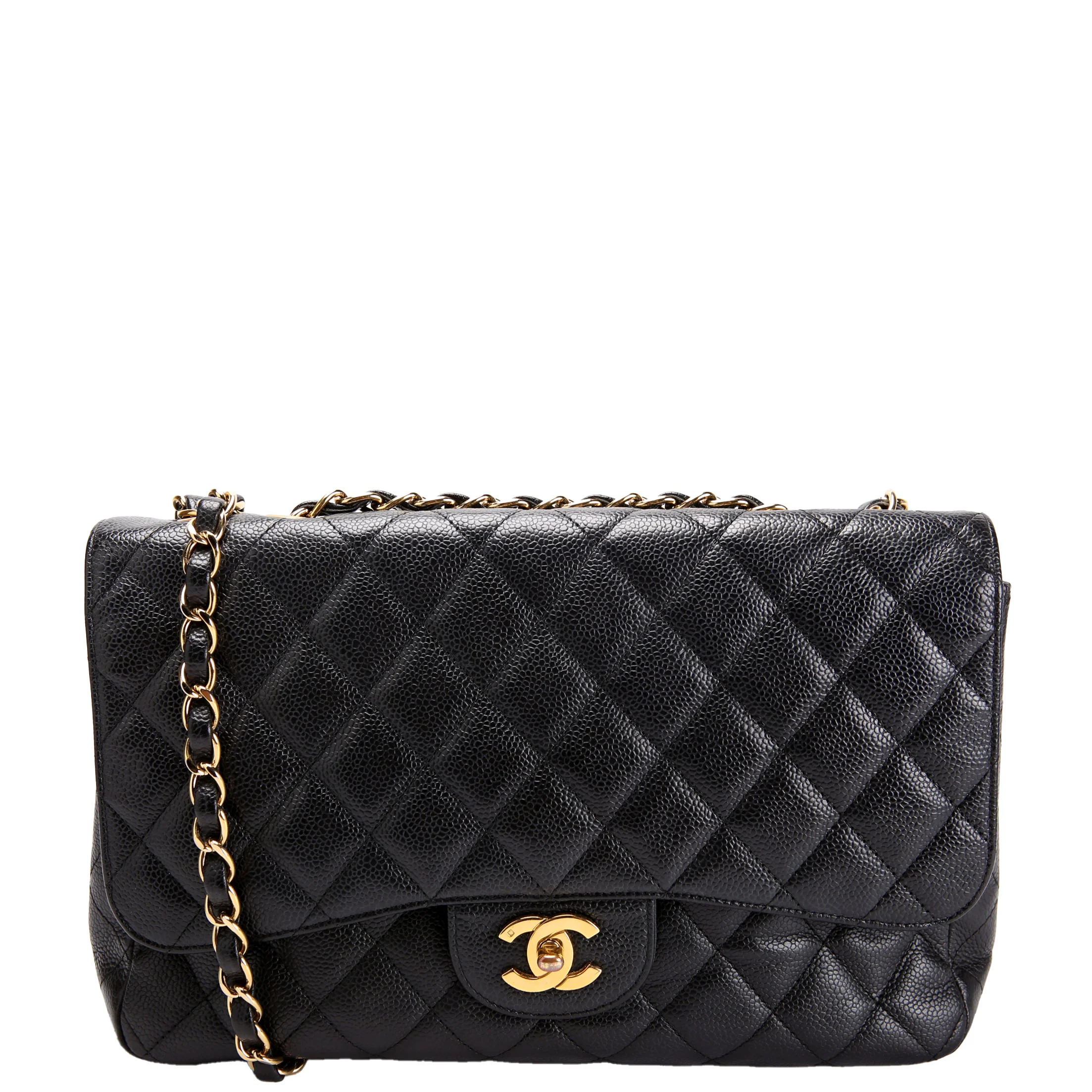 CHANEL Classic Flap Jumbo Caviar 12M Black