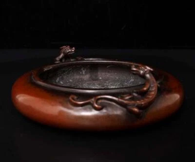 Old Chinese Red Copper Incense Burner w/dragon N273