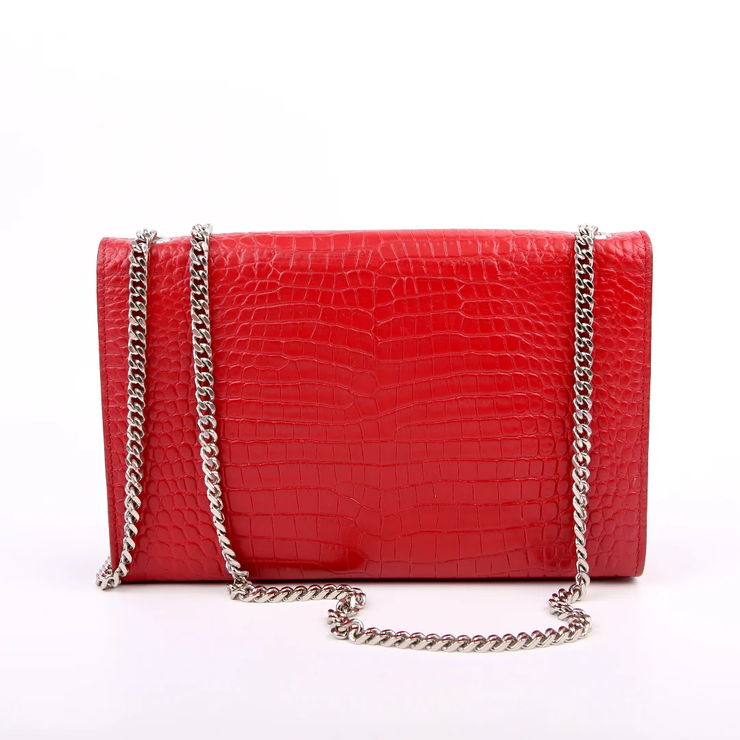Kate Tassel Satchel Medium Croc Embossed 354119 Red