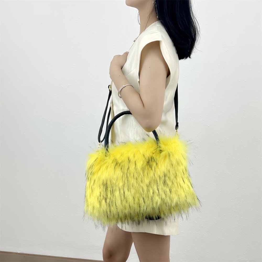Imitation of raccoon fur messenger bag fur coat