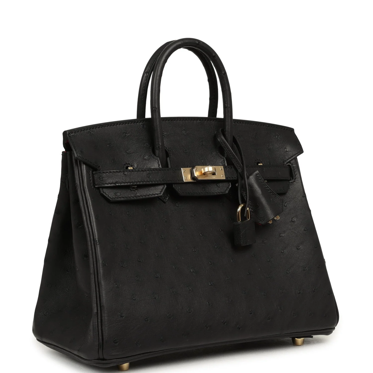 HERMÈS Special Order (HSS) Birkin 25 Black Verso Ostrich Permabrass Hardware