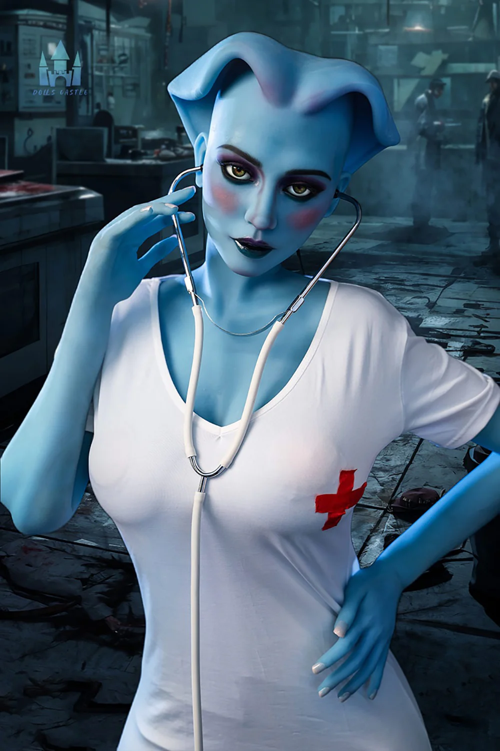 Dolls Castle Nicole 5ft58 / 170cm G#A14 Head TPE Full Size Blue Skin Alien Adult Sex Doll