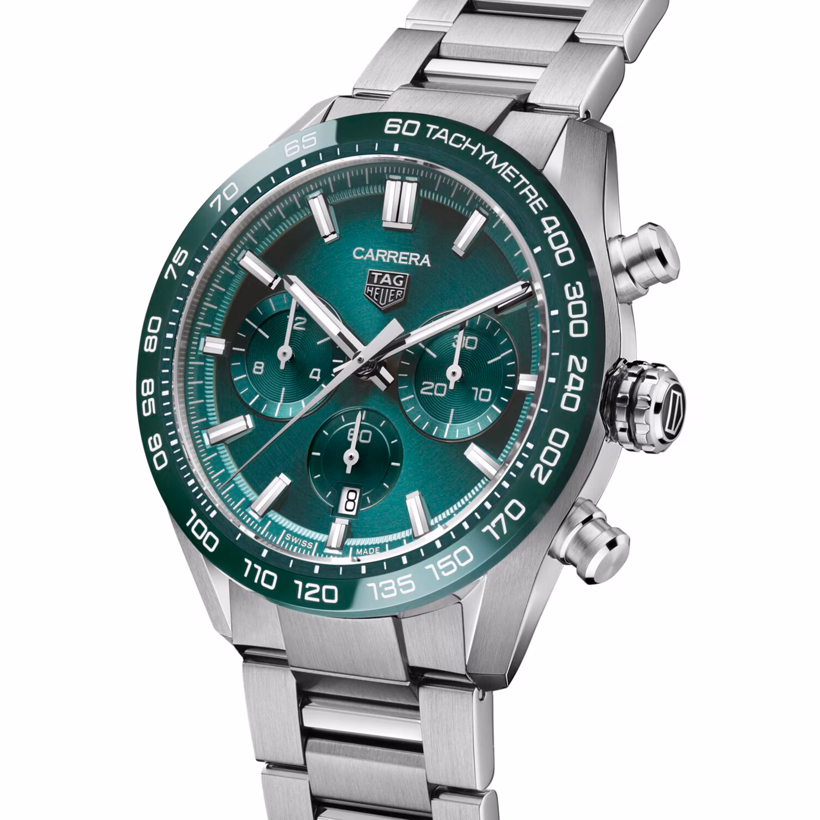 【7A Quality】TAG Heuer Carrera Chronograph 44mm Mens Watch Green Stainless Steel CBN2A1N.BA0643