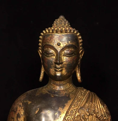 30CM Old Chinese Bronze Statue Buddha N1599