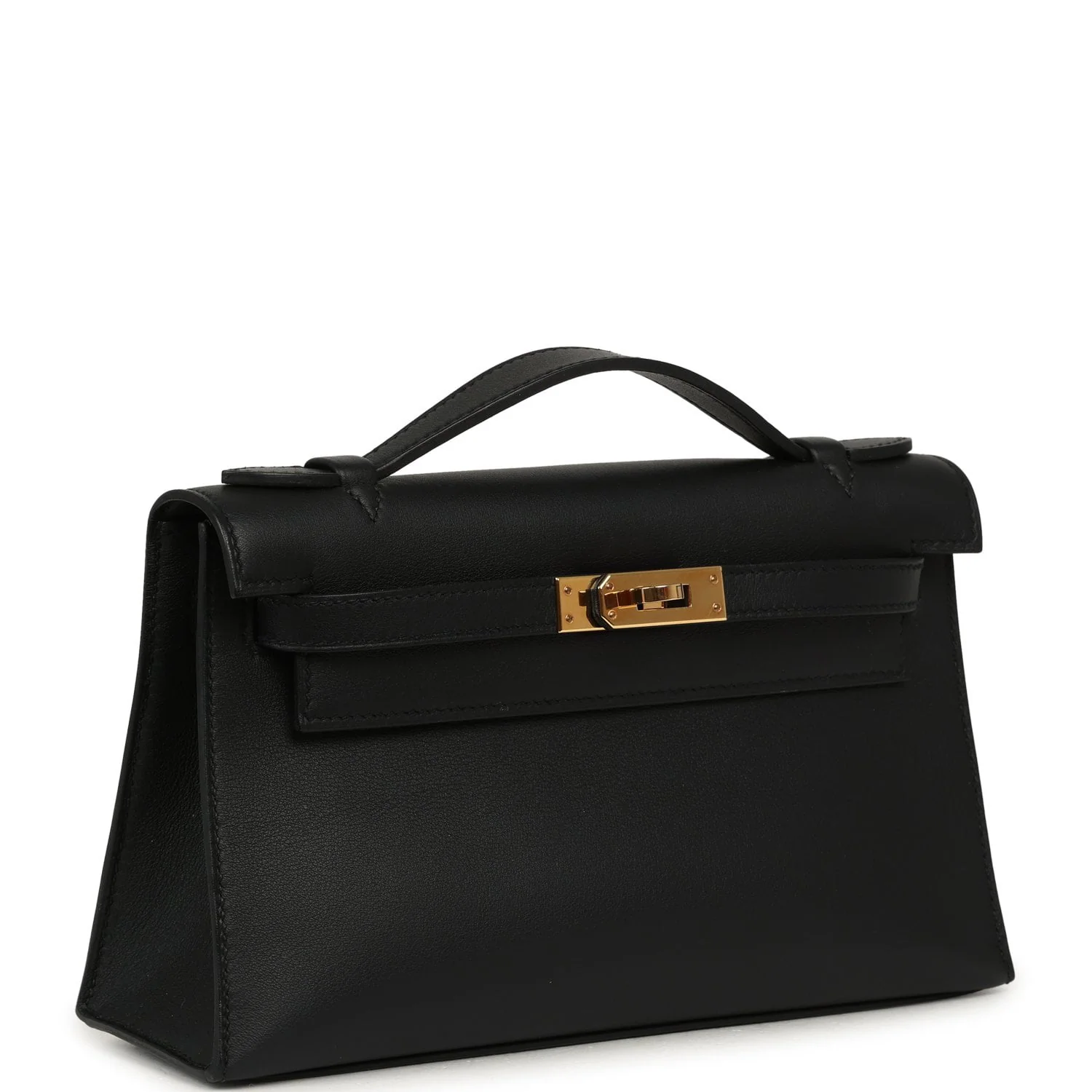 HERMÈS Kelly Pochette Black Swift Rose Gold Hardware