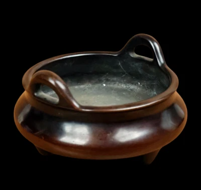 Xuande Signed Old Chinese Red Copper Handmade Incense Burner w/dragon N3882