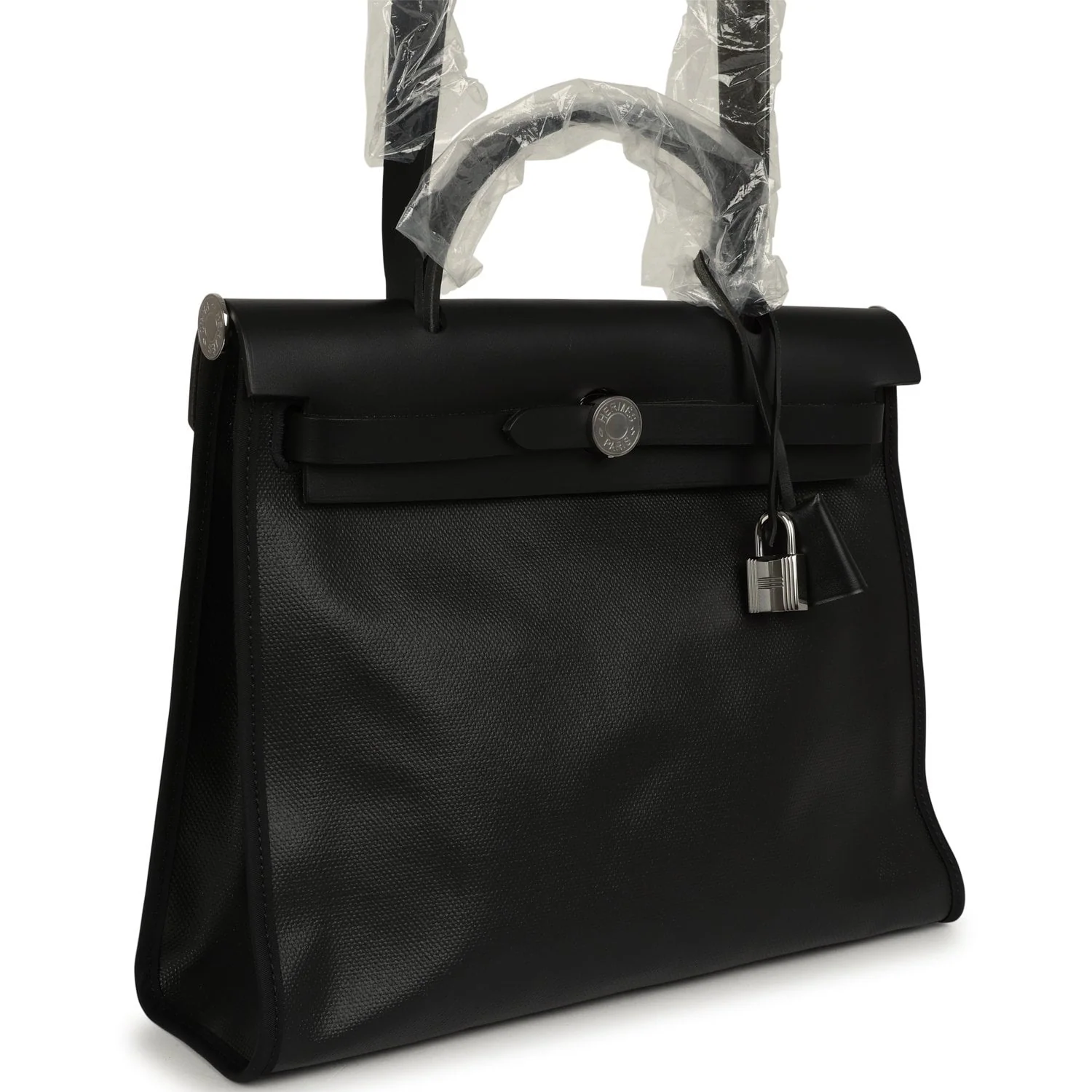 HERMÈS Herbag Zip PM 31 Black Toile H Berline, Black Hunter Palladium Hardware