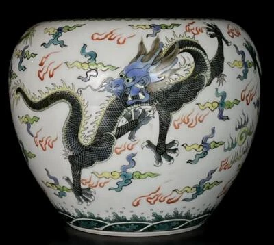 Kangxi Signed Old Chinese Doucai Brush Washer W/dragon N1234