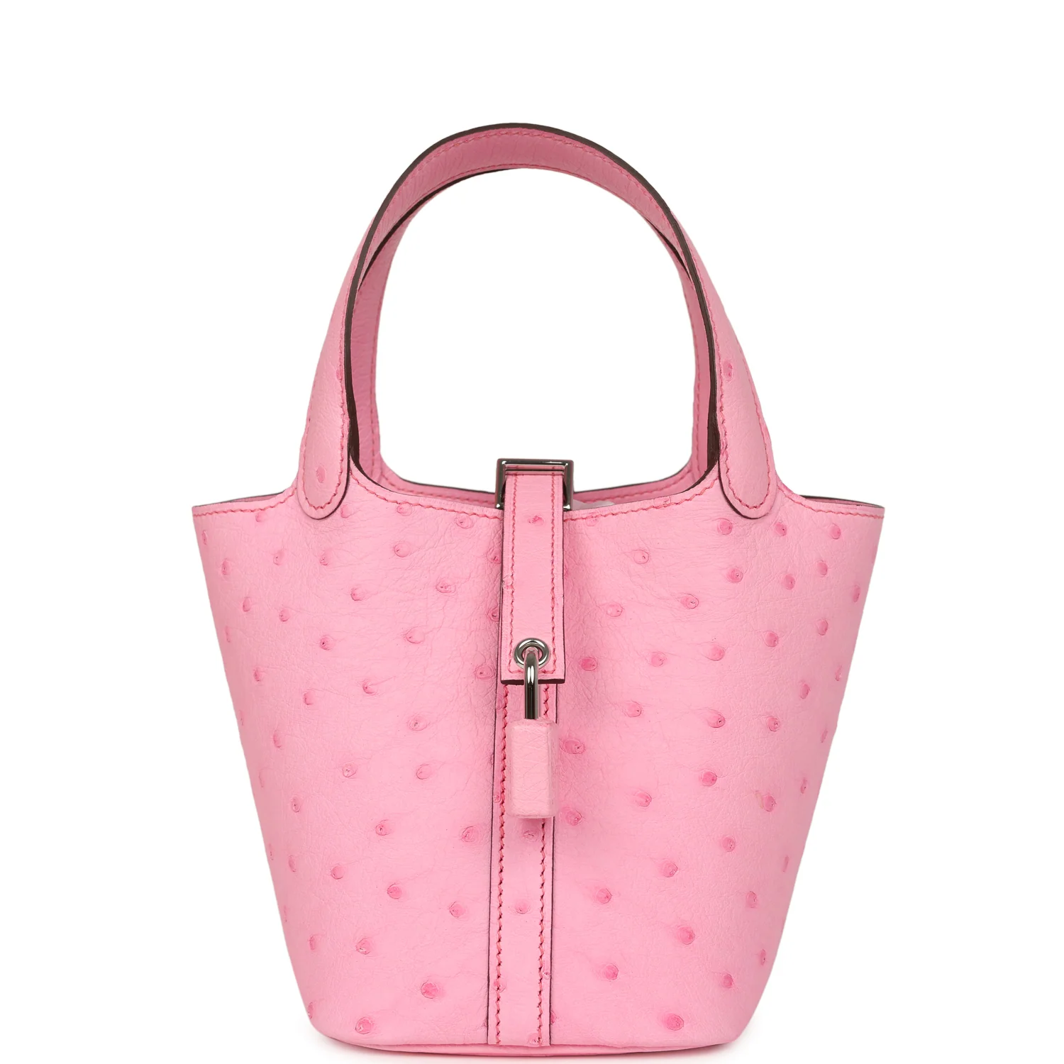 HERMÈS Micro Picotin Lock 14 Bubblegum Ostrich Boreal Palladium Hardware