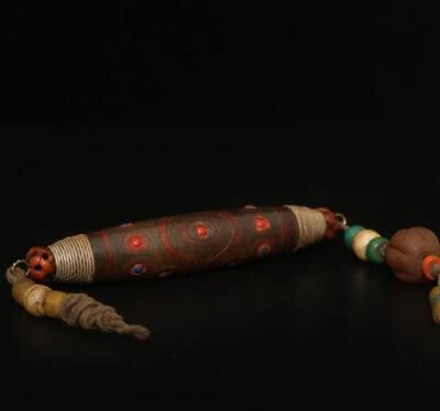 100G Old Chinese Carved Nephrite Tibet Agate Dzi Tianzhu Beads