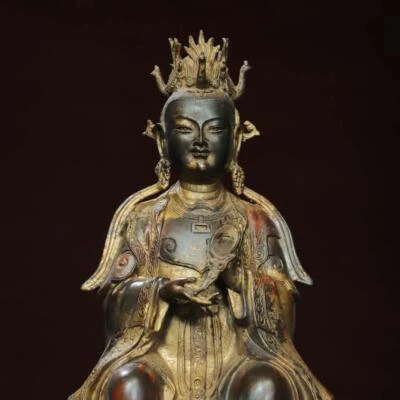 30CM Old Chinese Bronze Statue w/ Mazu Buddha N2908
