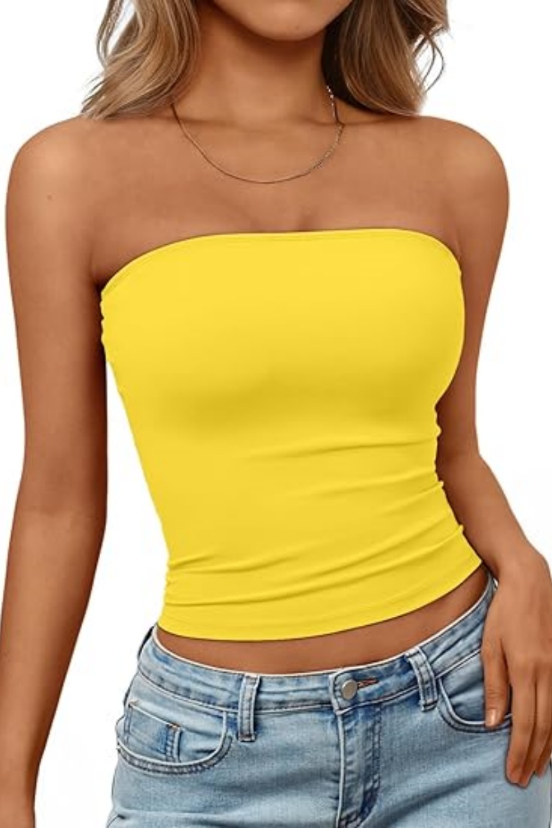 ELOWENA Women's Strapless Bandeau Crop Top