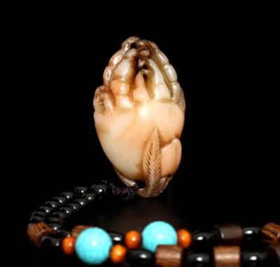 Signed Old Chinese Shoushan Stone Seal Stamp Statue w/Buddha’ hand 55g