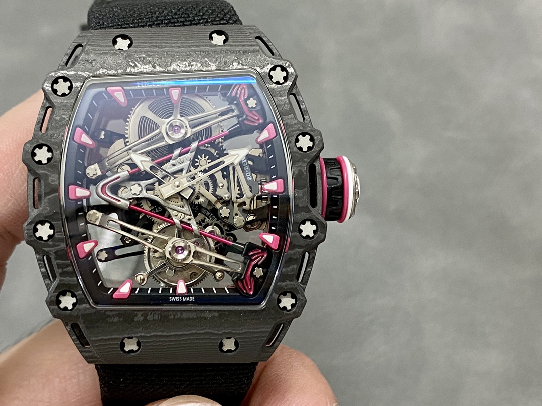 【7A Quality】Richard Mille Bubba Watson Tourbillon RM38-02 Best Edition Black Carbon Case Velcro Fabric Strap