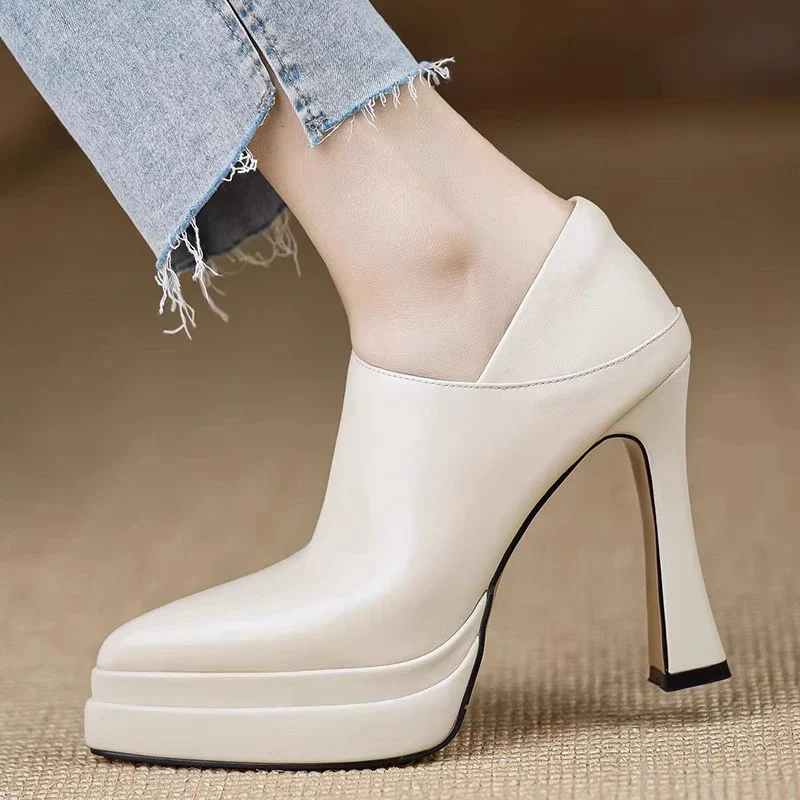 High Heels Women Shoes Pointed Toe Luxury Fashion Pumps Elegant Dress Woman Leather Shoes 2025 Autumn Designer Chaussure Femme