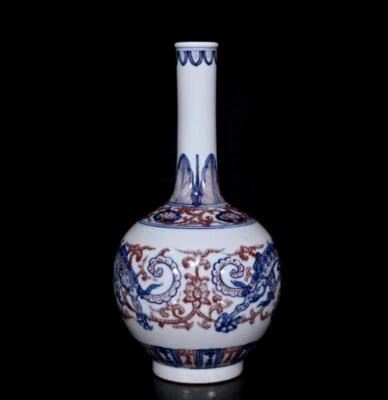 Kangxi Signed Old Chinese Blue and White Vase Pot W/ dragon N337