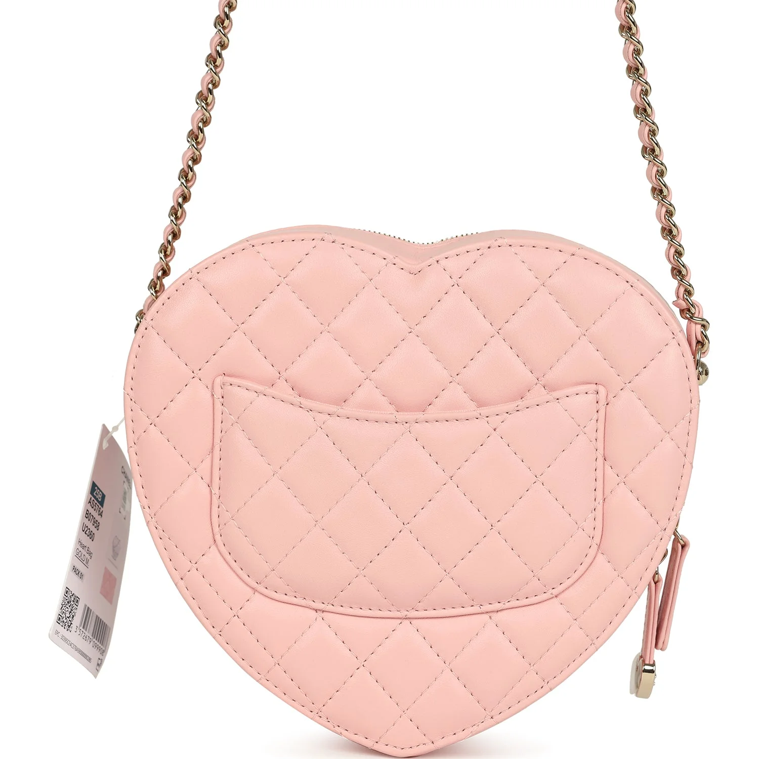 Chanel CC In Love Large Heart Bag with Chain Light Pink Lambskin Light Gold Hardware