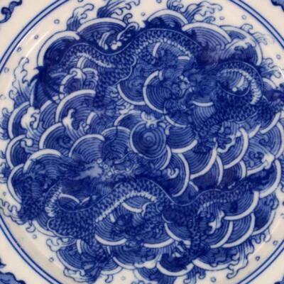 Yongzheng Signed Old Chinese Blue and White Dish Plate W/dragon N1356