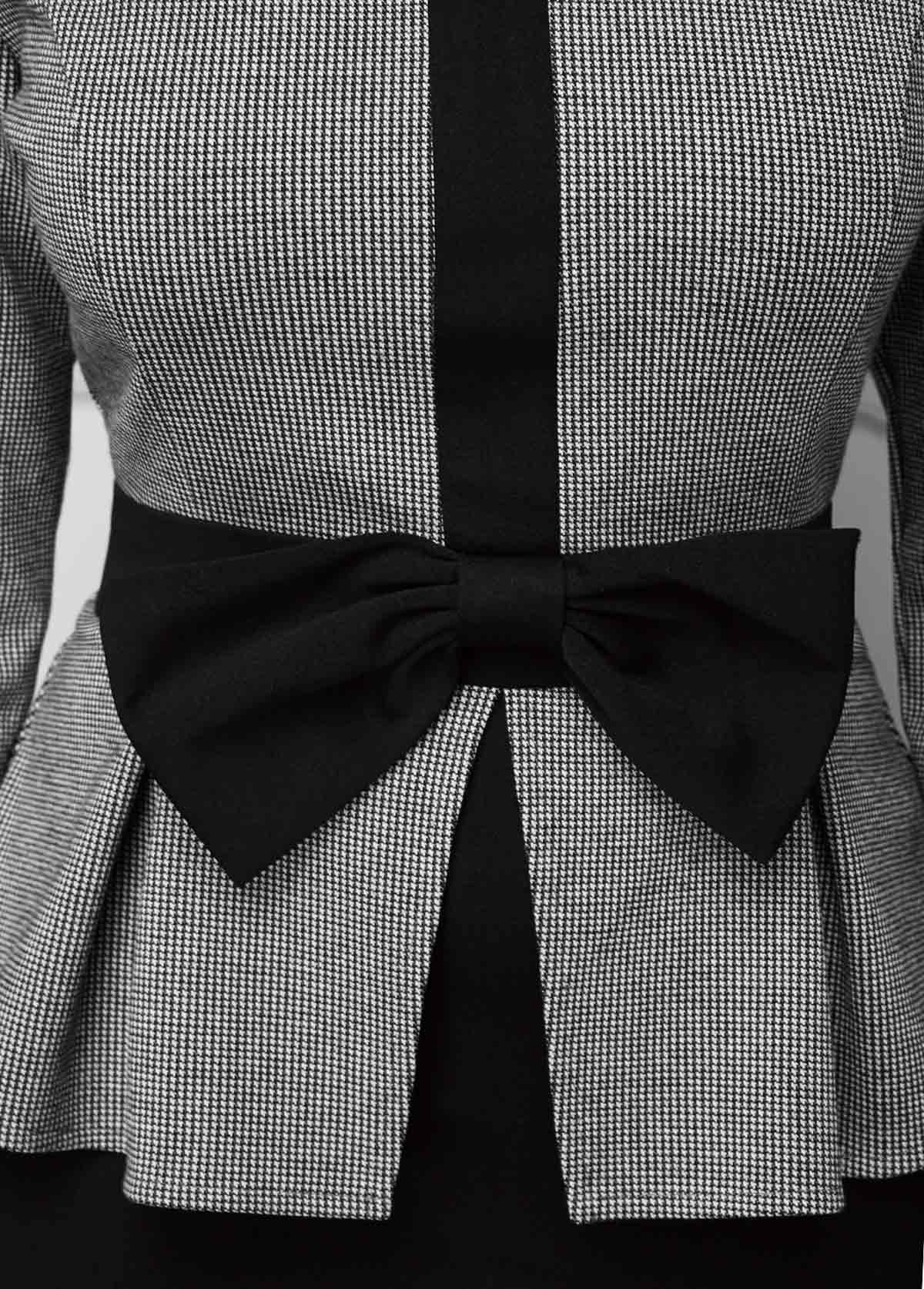 Bowknot Faux Two Piece Long Sleeve Dress