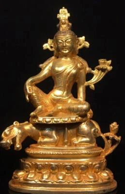 21CM Old Chinese Bronze Gilding Statue Buddha CK576