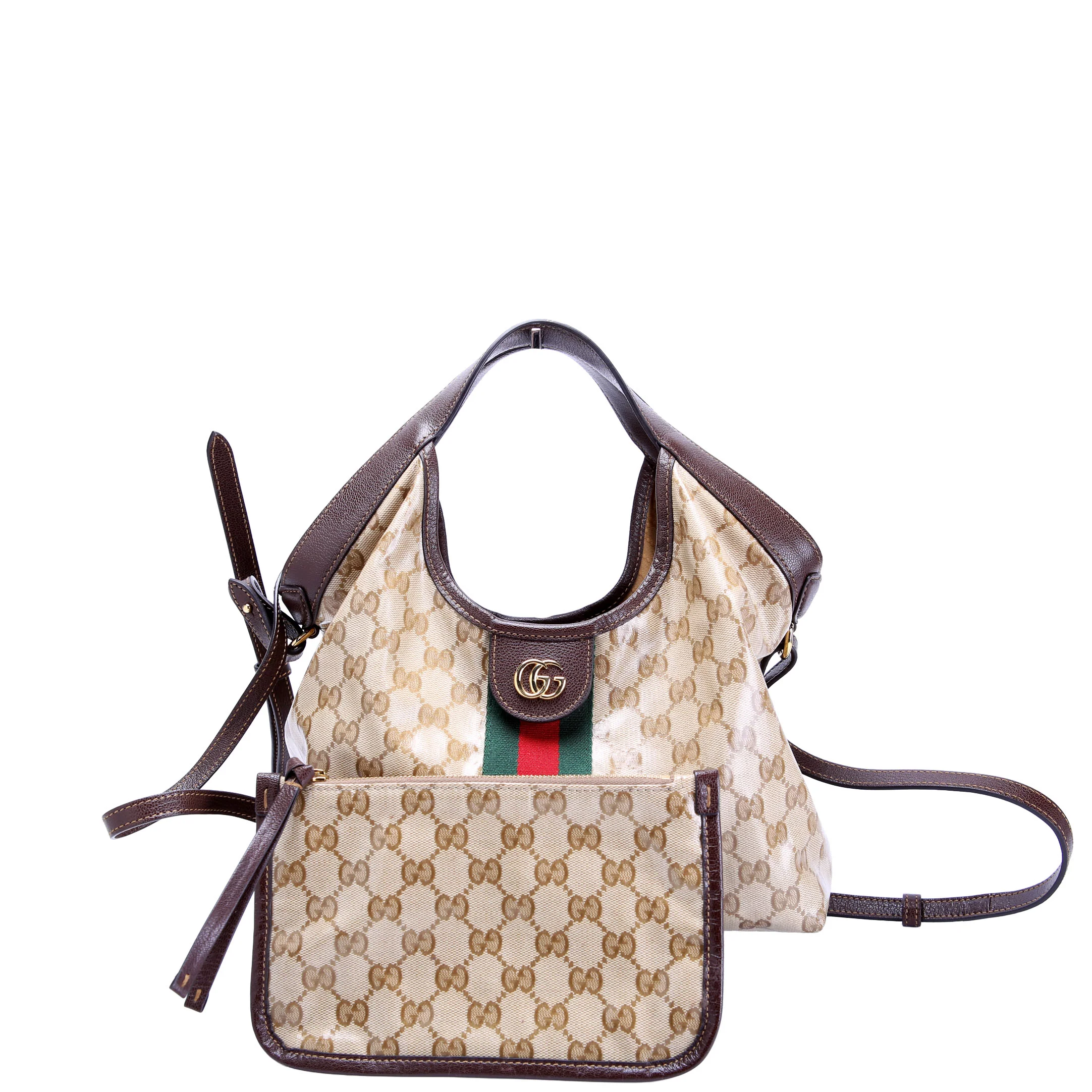 GUCCI 860845 Patent Giglio Small Tote Brown