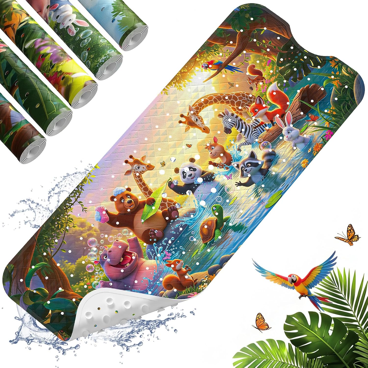 XIYUNTE Baby Bath Mat for Tub Non Slip Kids Bath Mat - 40''x16'' Extra Long Cartoon Bathtub Mat Non Slip Kids Shower Mat Eco-Friendly Toddler Bath Mats with Suction Cups, Machine Washable, Sea Turtle