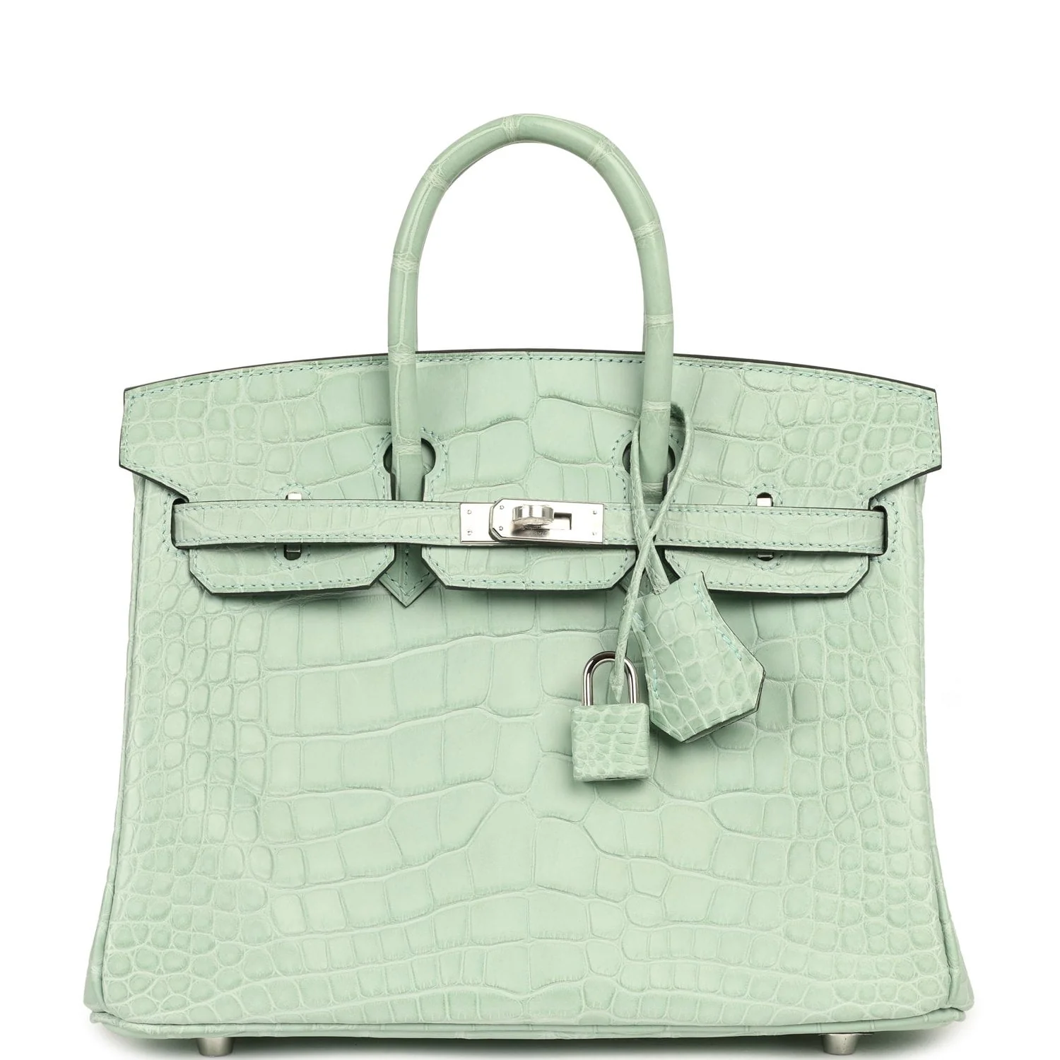 HERMÈS Birkin 25 Vert D'Eau Matte Alligator Palladium Hardware