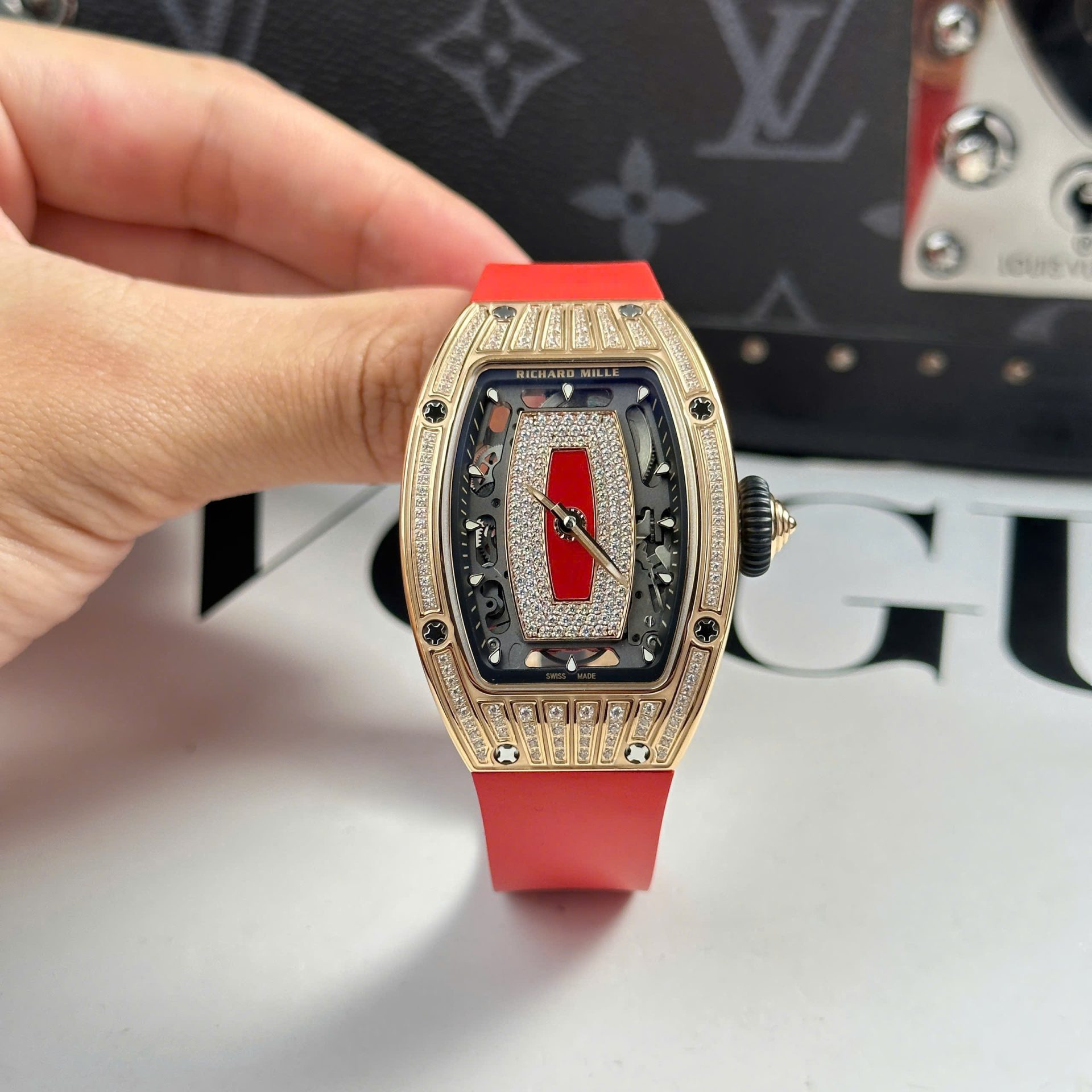 【7A Quality】Richard Mille RM07-01 RG Rose Gold Diamond Jasper Dial