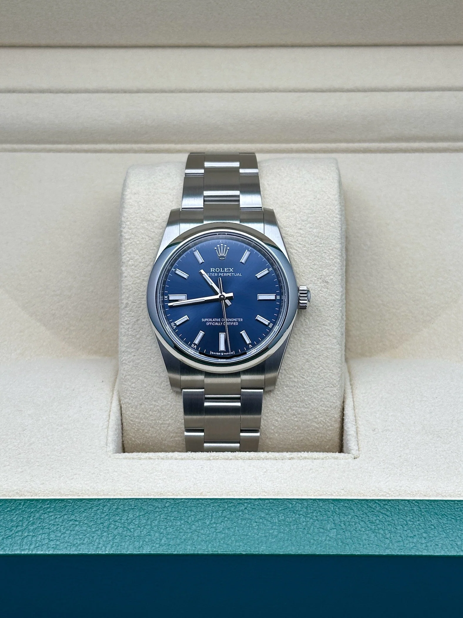 RLX Oyster Perpetual 34mm 124200  Blue Dial Oyster Stainless Steel Bracelet