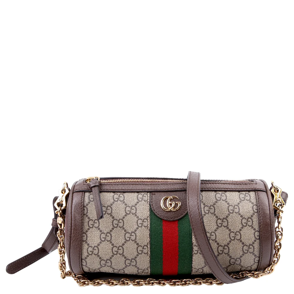 795194 GG Supreme Ophidia Web Barrel Shoulder Brown