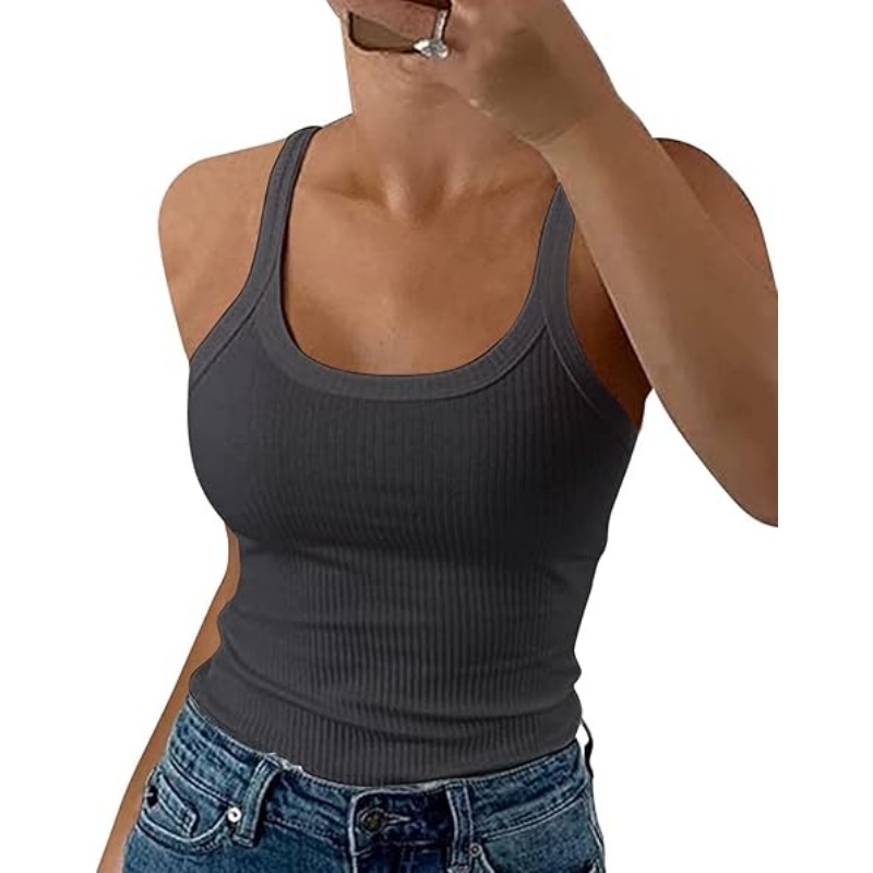 Women Ribbed Spaghetti Strap Camisole Tank Tops