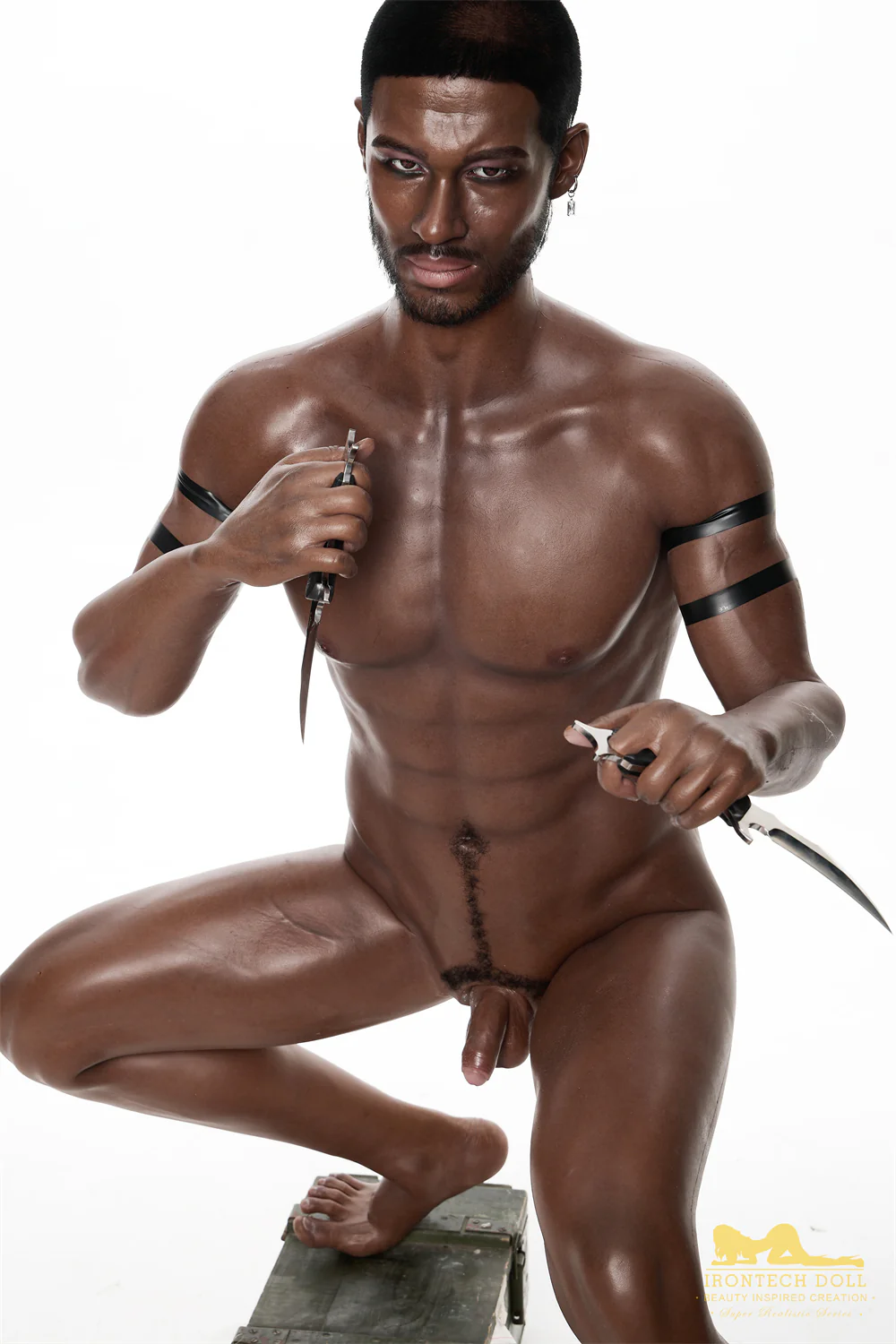 Irontechdoll Alfred 5ft77 / 176cm M7 Head Full Silicone Real-life Black Gay Male Love Doll