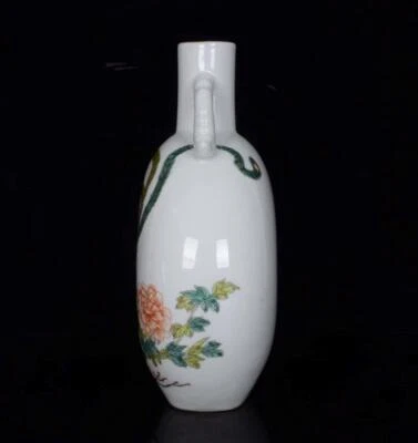 27CM Yongzheng Signed Old Chinese Colour Enamel Vase W/phoenix N3339