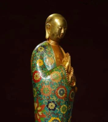48CM Old Chinese Cloisonne Enamel Bronze Statue w/ Buddha N2920