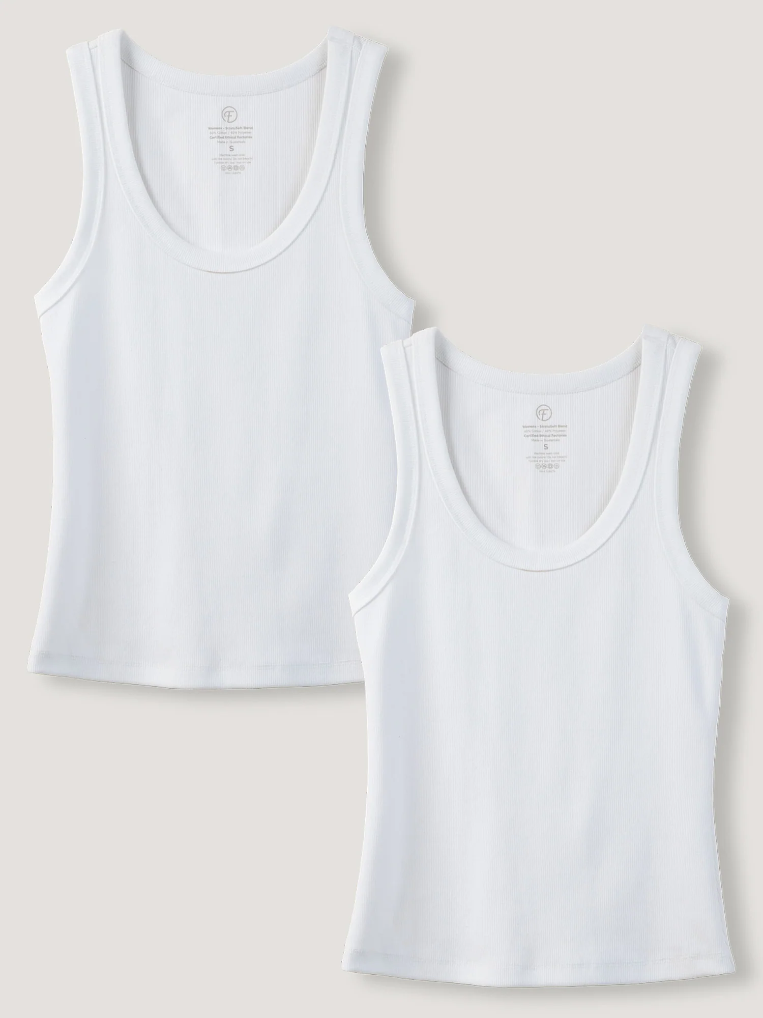 White Ribbed Tank 2-Pack