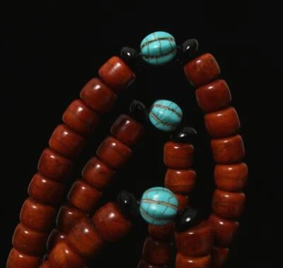 120G 108 Beads Fine Chinese Carved Nephrite Cow Necklace