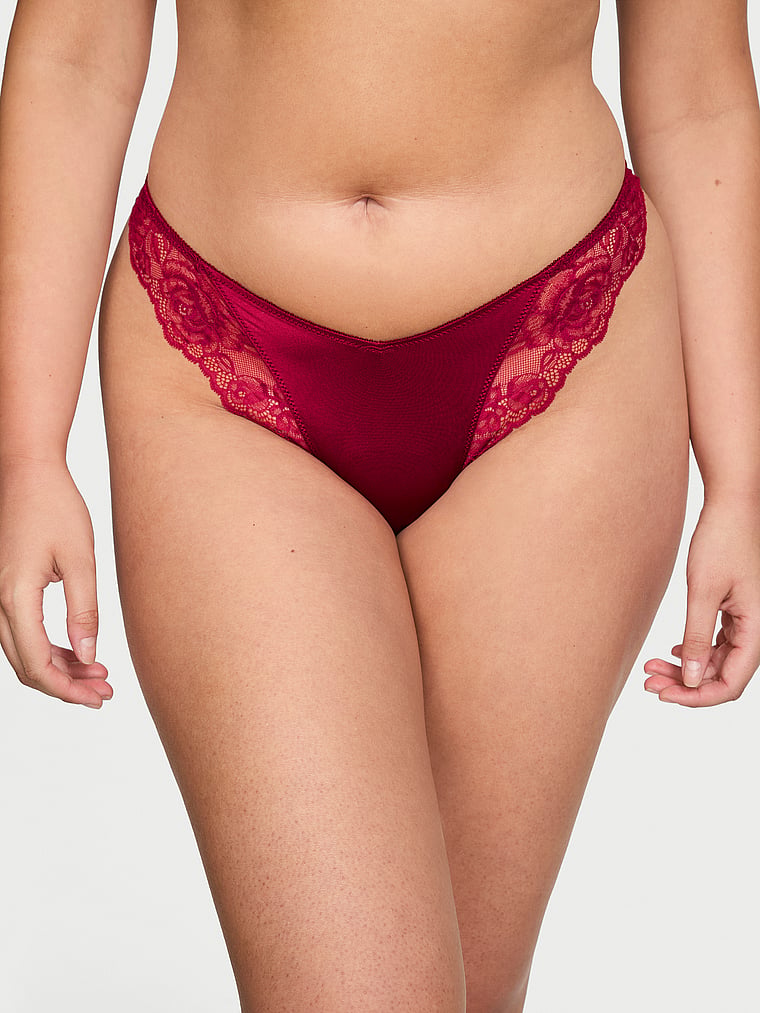 Very Sexy Rose Lace-Trim High-Leg Thong Panty Lace Trim