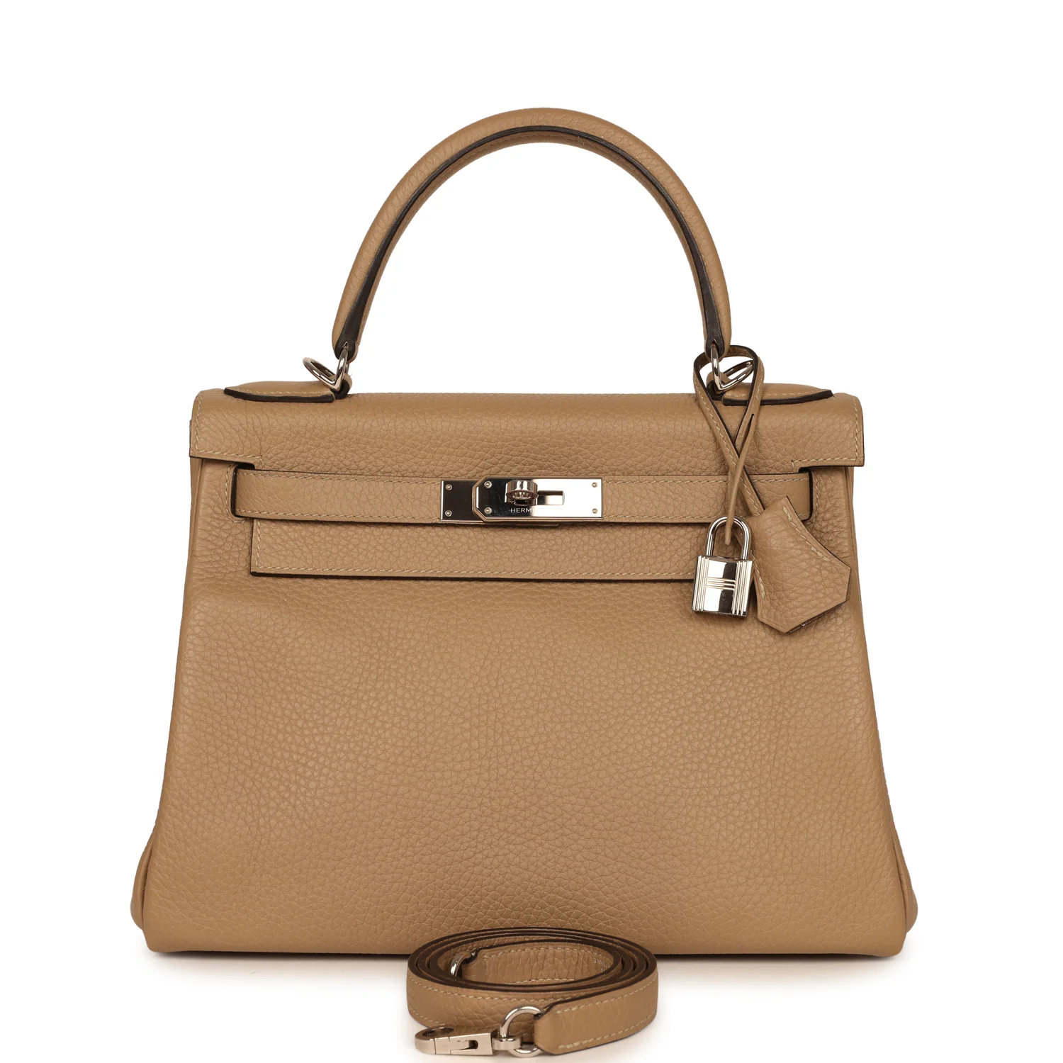HERMÈS Kelly Retourne 28 Trench Clemence Palladium Hardware