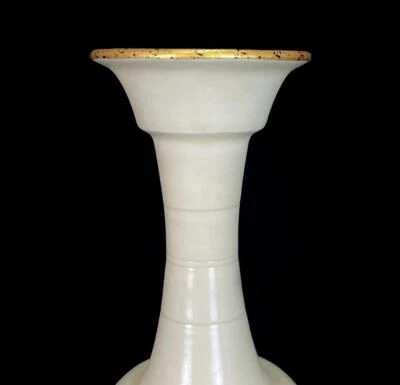 32CM Old Chinese Ding Yao Ding Kiln Vase w/louts flower N711