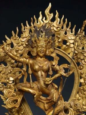 35CM Old Chinese Bronze Statue w/ Buddha N2905