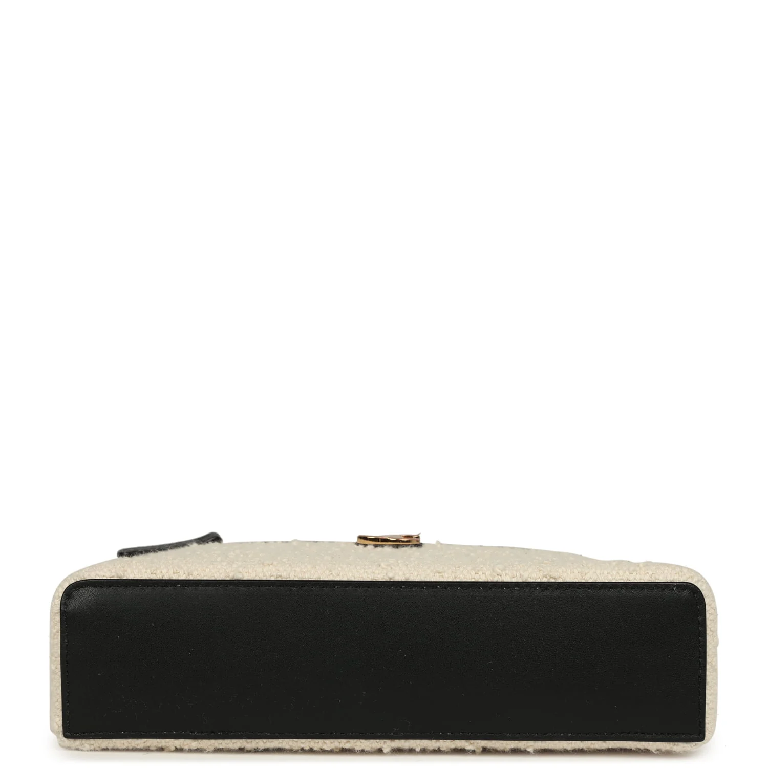 Chanel Coco Beach Top Handle Long Vanity Case with Chain Ecru Tweed and Black Calfskin Gold Hardware