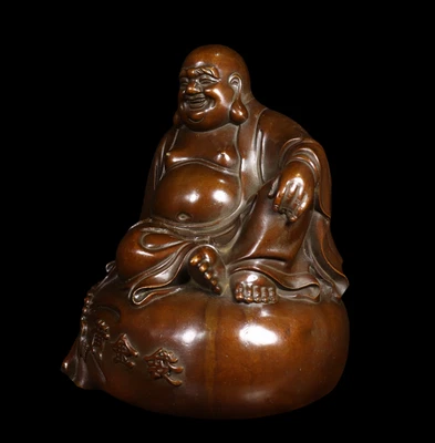 Qianlong Signed Old Chinese Copper Statue w/Buddha N4134