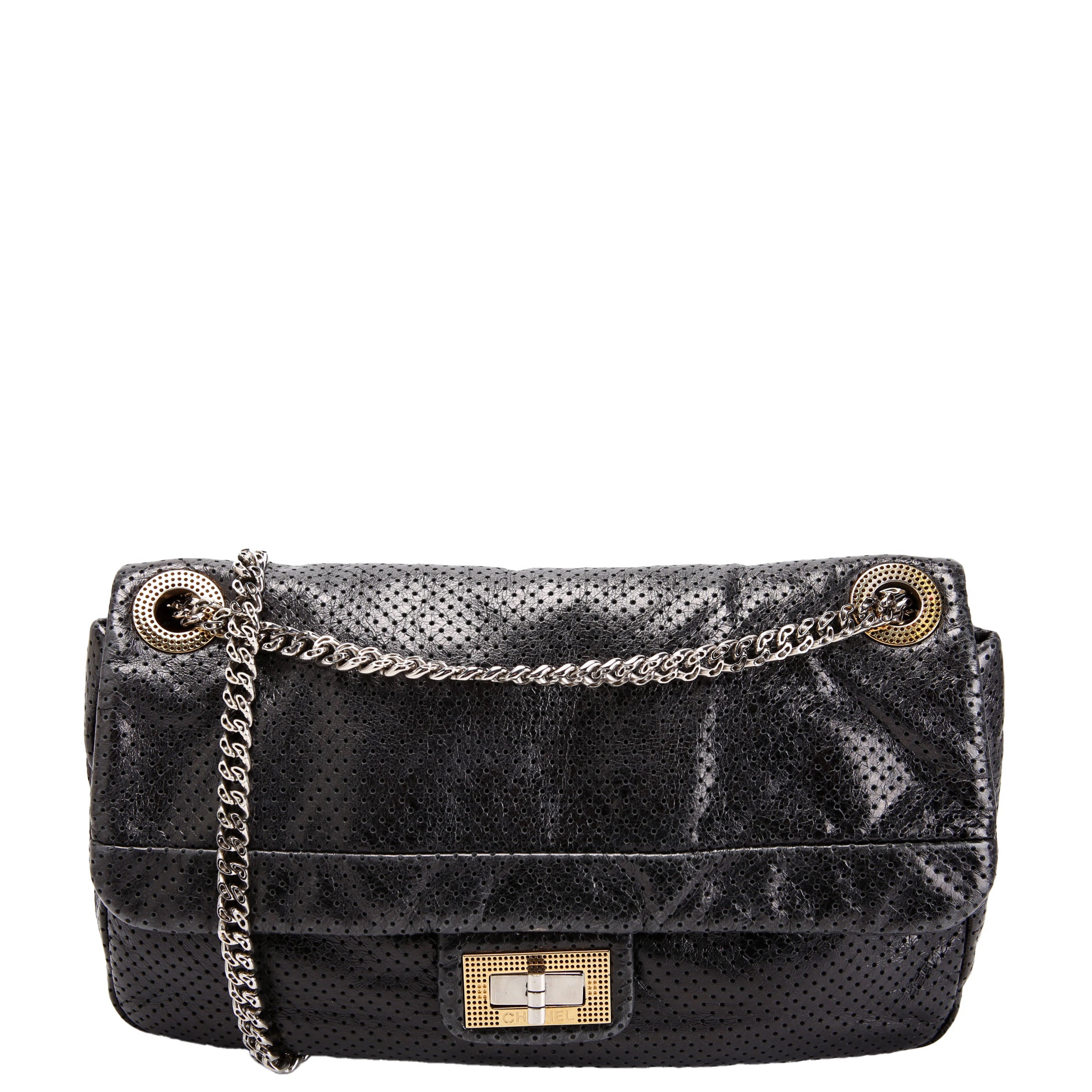 CHANEL Metallic Perforated Drill Flap
